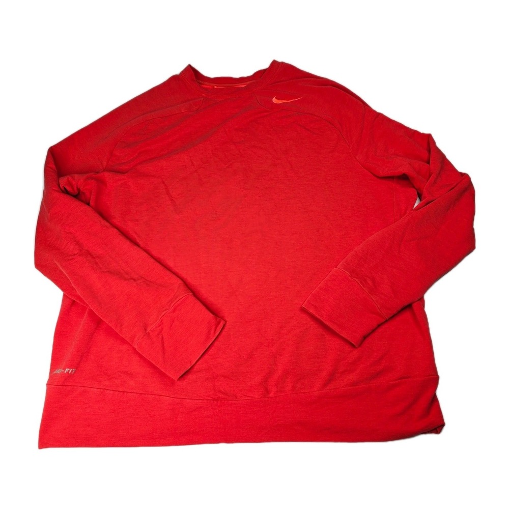 Nike Dri Fit Red Pro Shirt Men's XXL Long Sleeve Swoosh Performance Sports